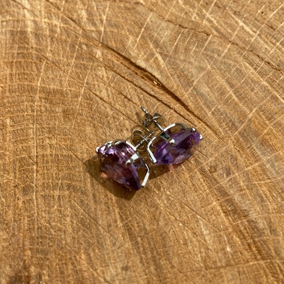 Best Silver Jewelry - Amethyst & Sterling Silver Pear-Cut Stud Earrings